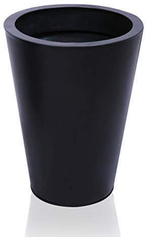 Primrose Galvanised Zinc Black Cone Flared Garden Planter with Drainage Large 56cm (22in)