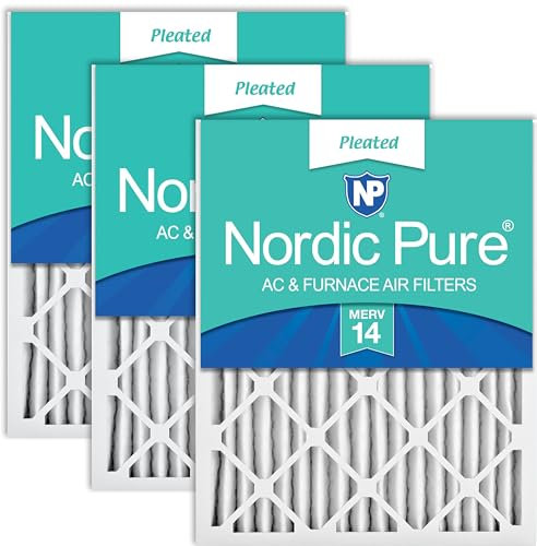 Nordic Pure 20x25x2 Pleated MERV 14 Air Filters 3 Pack