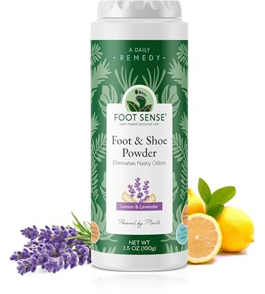 FOOT SENSE All Natural Foot & Shoe Powder, Foot Odor Eliminator for Long-Lasting Odor Control Lasts up to 6 Months, Deodorizes, Safe for Men, Women, Kids, Athletes, 100g