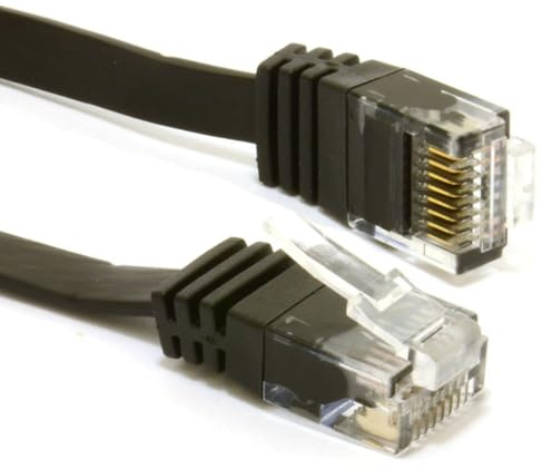kenable Flat Cat6 Ethernet Cable Gigabit Network Patch Lead Low Profile RJ45 Full Copper 1000Mbps 0.5m Black