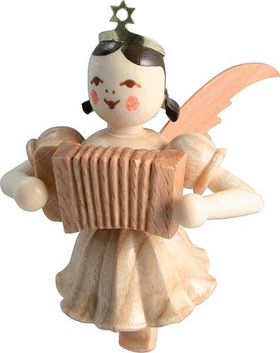 BLANK Kunsthandwerk Schwebeengel mit Ziehharmonika, Natur - 6,6 cm