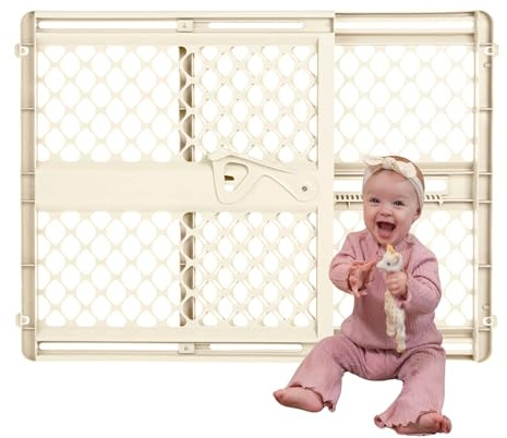Toddleroo by North States - Supergate Ergo Baby Gate: Plastic Baby Gate for Stairs & Doorways - Adjustable Indoor Safety Gate - Made in USA - 26 to 42 Inches Wide - 26 Inches Tall - Ivory
