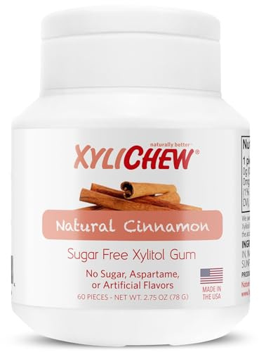 Xylichew Xylitol Gum - Sugar Free Chewing Gum - Cinnamon, 60 Count