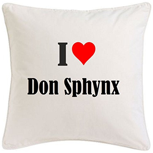 Kissenbezug I Love Don Sphynx 40cmx40cm aus Mikrofaser geschmackvolle Dekoration für jedes Wohnzimmer oder Schlafzimmer in Weiß mit Reißverschluss