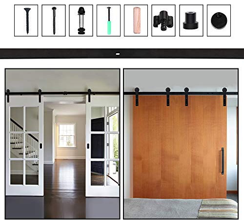 304cm/10FT Schiebetürsystem Schiebetürbeschlag Laufschiene Schiebetür, schiebetürbeschlag holztür - Sliding Barn Wood Door Hardware For Double Door