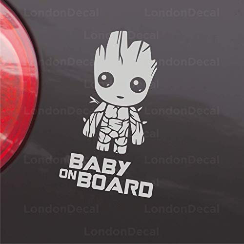Baby On Board Aufkleber für Autofenster und Stoßstange, Vinyl, Motiv Baby Groot, Guardians of the Galaxy