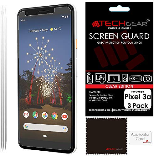 TECHGEAR [3 Pack] Screen Protectors Compatible with Google Pixel 3a, CLEAR LCD Screen Protectors Cover Guards