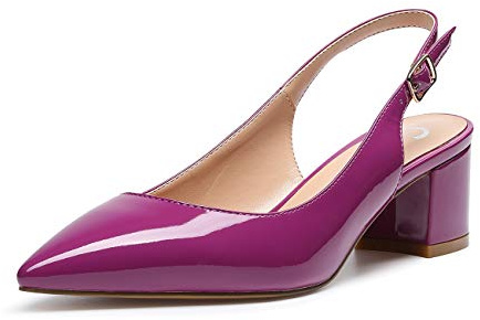 Castamere Scarpe Donna Eleganti con Tacco Medio con Cinturino Dietro la Caviglia Tacco a Blocco Tacco Alto 5 CM Pelle Verniciata Viola Scarpe EU 39.5