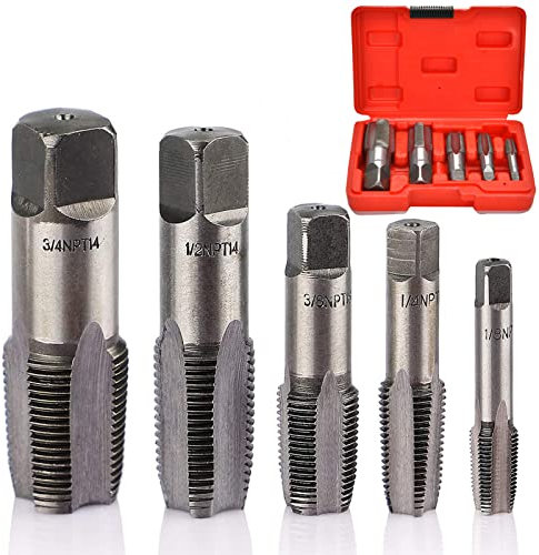 5-teiliges Wasserhahn-Set, Kegelrohr, 1/8 Zoll – 27 npt, 1/4 18 3/8 1/2 14 3/4 NPT-Rohrhähne sind zum Reinigen und Wiederverwenden geeignet. Gewinde beschädigt oder verklemmt. Rohrgewinde