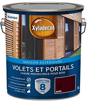 Xyladecor - Lasure Protectrice pour Bois Extérieur - Volets, Portails, Portes, Fenêtres - Couleur : Satin Noyer - Quantité : 5L - 5324263