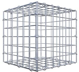 GABIONA Panier à pierre carré - Dimensions des mailles : 5 x 5 cm - Profondeur : 30 cm - Gabion : 30 x 30 x 30 cm (L x H x P) - Anneau en C