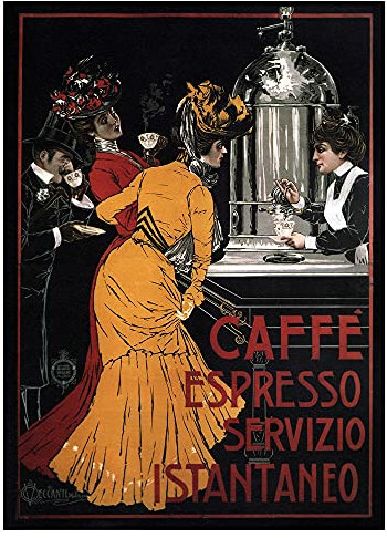 Legendarte Vintage Werbeposter Caffé Espresso - Wanddeko, Canvas cm. 50x70