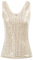 GRACE KARIN Damen Pailletten Tank Top Pailletten verziert Sparkle Trägershirt-Weste Tops Party Bluse L hellgolden Cl011080-9