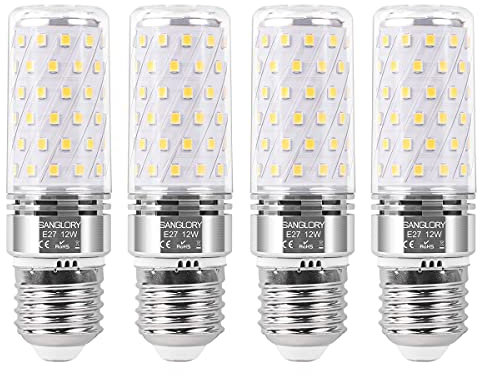 SanGlory 4er Set E27 LED Lampen LED Birnen Neutralweiß 4000K 12W LED Leuchtmittel E27 Schraube LED Glühbirne Energiesparlampe ersetzt 100W Halogen, 1350 Lumen CRI 80+, 360 ° Abstrahwinkel