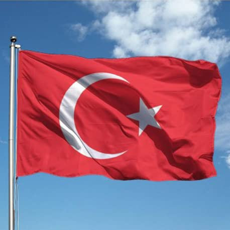 Bandiera TURCHIA 90x150 cm in poliestere, con doppia piega perimetrale ed asola.