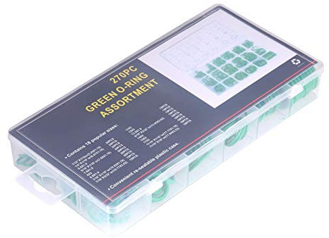 270 Stück O-Ringe-Kit 18 Größen O-Ring-Sortiment-Set für Autoklimaanlagen mit Werkzeug Zum Entfernen Des Ventilkerns für Tür, Fenster, Elektrogerät, Lager, Pumpe, Roller Auto, Haushaltsgeräte (Grün)