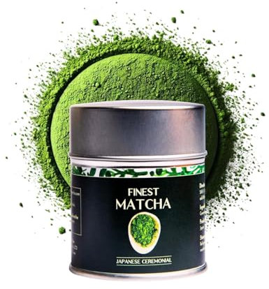 Heapwell Kyoto Uji Finest Ceremonial Matcha – Japanese First Harvest Highest Grade Green Tea Powder - Authentic Traditional Stone Ground Matcha (30g)