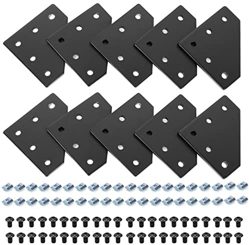 Iverntech 8 Stück L-förmige Eckhalterungs-Verbindungsplatte Aluprofil Verbinder für 8 mm Schlitz 4040 Aluminiumprofil mit 40 Stück M8 Muttern+ 40 Stück M8 Schrauben+1 Stück Schraubenschlüssel…