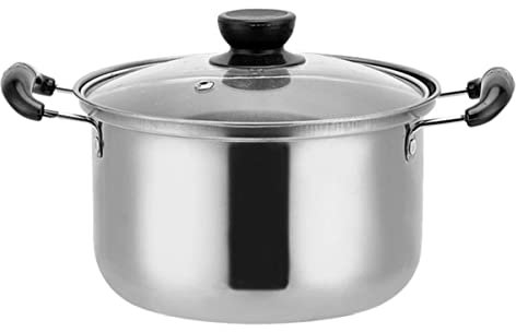 UPKOCH Stainless Steel Milk Pot 6.3 Inch Soup Pan with Glass Lid Compatible with Gas and Electric Stoves Ideal for Pasta Stews and Baby Meals