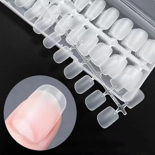 Skexiod Soft Gel Nail Tips, 240 Pcs Upgraded No Filed, Matte Coffin False Press on for Soak Off Nail Extensions