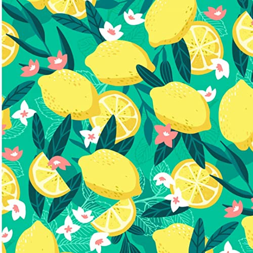 The Craft Cotton Co - Gone Wild – Zitronen-Stoff in 0,5 Meter, 112 cm breit, türkis, 100 % Baumwolle, zum Basteln, Quilten, Nähen, Schneidern