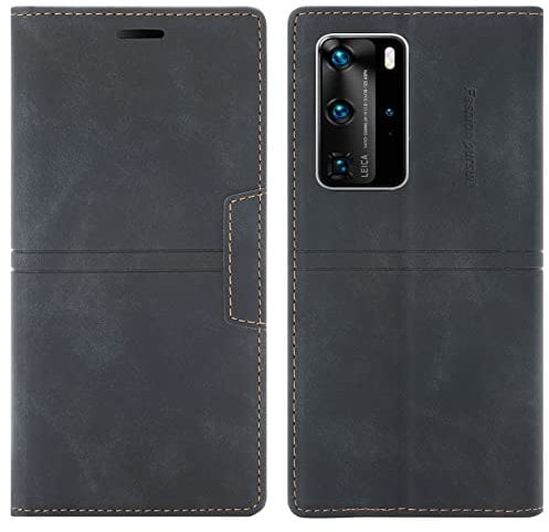 OKZone Cover per Huawei P40 Pro, Custodia Flip Pelle Portafoglio Magnetica Libro con Slot Schede, Slim Silicone TPU Bumper Wallet Supporto Case, Antiurto Cover Per Huawei P40 Pro (Nero)