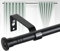 Harrms 16mm Curtain Poles for Eyelet Curtains, Matt Black Voile Curtain Pole 76-116cm, Curtain Rod Metal with Adjustable Brackets and Cap Finials for Bedroom, Living Room