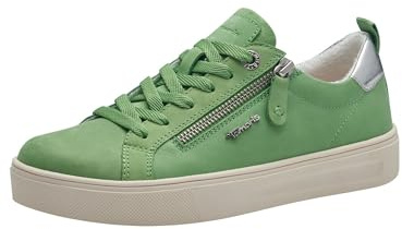 Tamaris Damen Wide Fit Damen Sneaker flach mit Reißverschluss Freizeit, Grün (Lt Green Nubuc), 40 EU