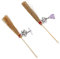 SUPERFINDINGS 2 Unids Mini Escobas de Paja con Encantos de Cristal 16.5cm Halloween Brujas Muñeca Pequeñas Escobas Paja Artesanía Decoración de Halloween Prop para Casa de Muñecas Cosplay