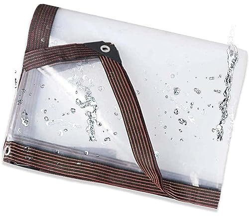 Amunpitic Abdeckplane Transparent 3x4m, Wasserdicht Plane mit Ösen, Strapazierfähige Zeltplane aus PE Material, Wetterfeste, für Gartenmöbel Pavillon Terrassen
