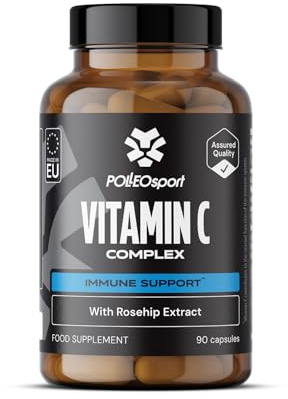 Polleo Vitamin C Komplex mit Hagebutteextrakt, 750 mg pro Kapsel, 90 pflanzliche Kapseln