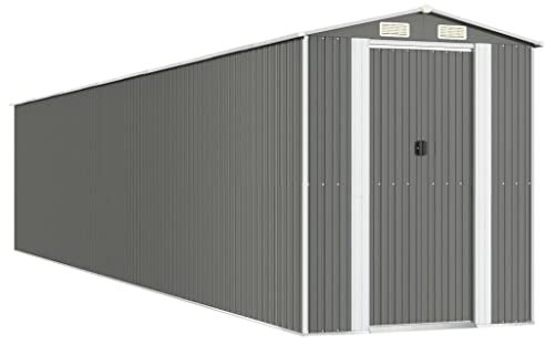 vidaXL Garden Shed Light Grey 192x1021x223 cm Galvanised Steel