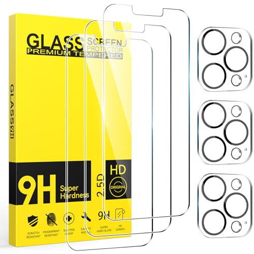 Niphabe 3 Piezas Protector Pantalla Para iPhone 13 Pro con Protector Camara Para iPhone 13 Pro (6,1“),Dureza 9H,HD Cristal Templado,Antiarañazos,Antihuellas,Sin Burbujas,Ultra Transparente