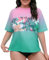 Halcurt Schwimmshirt Damen Große Größen Kurzarm UPF 50+ Sonnenschutz Badeshirt UV Shirt Schnell Trocknender Bademode 3X