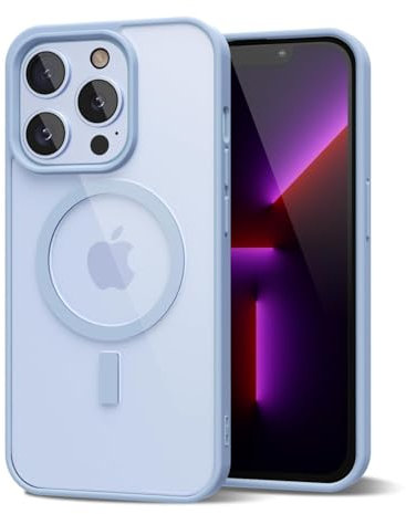 oakxco for iPhone 13 Pro Case Clear Magnetic Compatible with Magsafe, Thin Slim Transparent Non Yellowing, Hybrid Soft Silicone Bumper & Hard Plastic Protective Cover for Women, Light Blue