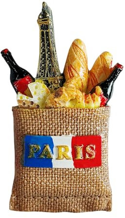 Imán para Nevera 3D de París, Francia, Imanes Nevera Ciudades, Recuerdo de Viaje, Decoración de Resina, Pintado a Mano, Colección Artesanal
