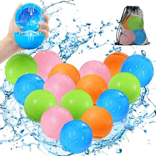 Wiederverwendbare Wasserbomben, Wasserballons mit Selbstschließende, Schnell befüllbare Funktion für Kinder Erwachsene, Wasserspiele, Strandspiele, Pool spiele