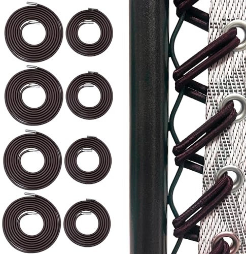 Zero Gravity Ersatzschnur, 8 Stück, Langlebige Bungee-Elastische Schnürsenkel für Stuhl, Loungesessel, Terrasse, Liegestuhl, Rasen - Reparaturset, Braun