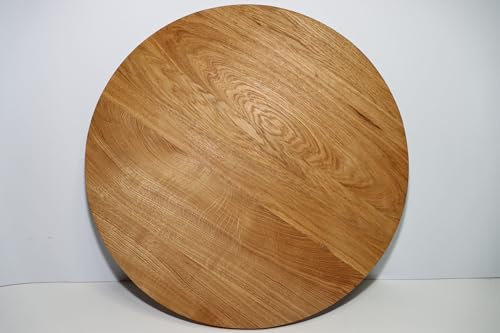 WESTTREE Tischplatte rund in Eiche massiv, geölt, 4cm stark, runde Holzplatte, Eiche Platte (Durchmesser 60cm)