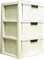 SIDSONS Large 3-Drawer Storage Drawer Unit plastic Rattan Style Modular Storage Tower Cabinet Home Office Storage Solution Garage Chest Drawers Cream Colour Height62cm, Width 39cm, Depth 39cm