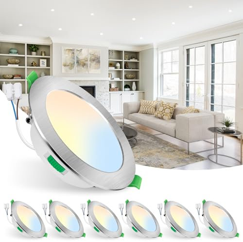 ALUSSO LED Einbaustrahler Dimmbar 230V Slim Flach, 5W 400 Lumen Warmweiß 3000K Neutralweiß 4000K Kaltweiß 6500K Einbauleuchten 30mm Einbautiefe, IP44 LED Deckenspots für Wohnzimmer, 6er Set