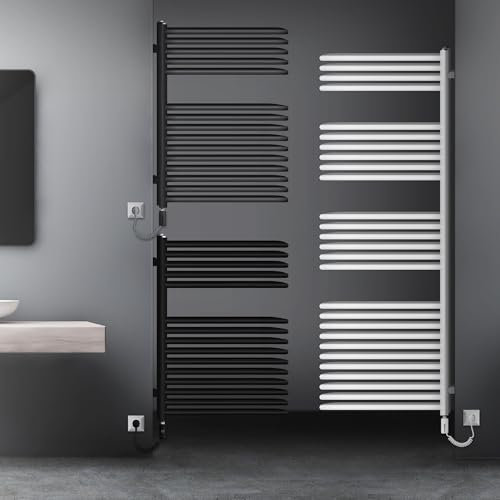 LuxeBath Radiateur Électrique Anthracite 500x800 mm + Résistance 300W et Thermostat Commande Tactile, Porte-Serviette Mural pour la Salle de Bain avec Thermoplongeur Élément Chauffant en Acier