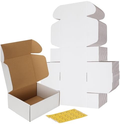 RLAVBL 20 Stück weiße Versandkartons mit den Maßen 25,4 x 20,4 x 10,2 cm für den Versand von Spielzeug und Geschenken