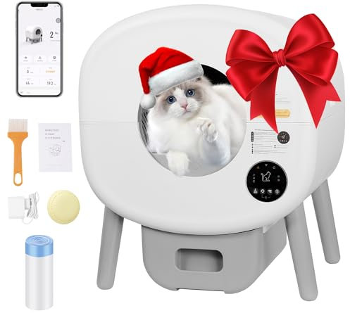 Selbstreinigende Katzentoilette für Große Katzen, 89L Katzenklo Selbstreinigend, Breite Öffnung/Großer Raum/App-Steuerung, Automatisches Katzenklo für Mehrere Katzen, Selbstreiniges Katzenklo