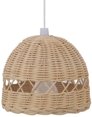 FLEXMAN Rattan Pendelleuchte, Moderne Handgewebte Rattan Hängebeleuchtung, Batteriebetriebene Hängebeleuchtung für Kinderzimmer, Gastfamilie, Fotografie Requisiten (A-01)