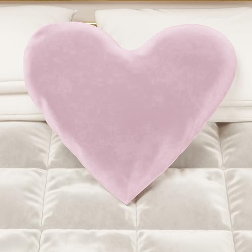 PETTI Artigiani Italiani - Cuscini Arredo a Forma di Cuore in Velluto con Imbottitura, Cuscino per Camera da Letto, Divano Salotto, Rosa 1 Pezzo - Diametro 50 cm