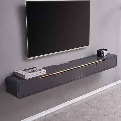 Meuble TV suspendu en bois massif pour salon, maison, gris, 120 cm, design moderne avec plusieurs