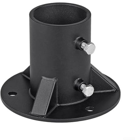 Zilimontt Stabile Stahl-Kettenglied-Zaunpfostenbasis für mehrere Anwendungen, Kettenglied-Zaunpfosten, Bodenflansch-Basis, robuster, runder Zaunpfostenfuß (65 mm)