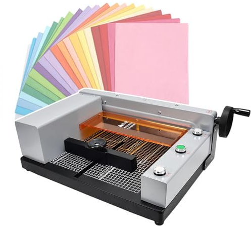 Papierschneider FüR Karten, Guillotine A4, Zweihand-Start Per Knopfdruck, Papierschneider Mit GroßEr KapazitäT, Mit Links Und Rechts Beweglichem Papierstopper,110V