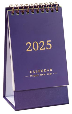 2025 Mini Tischkalender Flip Monatskalender 16,5 cm x 9,4 cm - Dunkelblau (Okt. 2024 bis Dez. 2025)